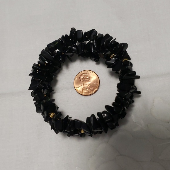Black Obsidian chips bracelet - Picture 3 of 4